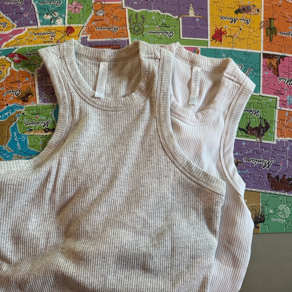 3 Fabletics Ribbed Tank Tops with built in bra
